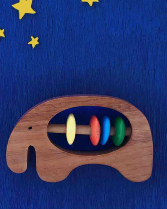 Shumee Ele Neem Wooden Teether Rattle Toy-For Infants