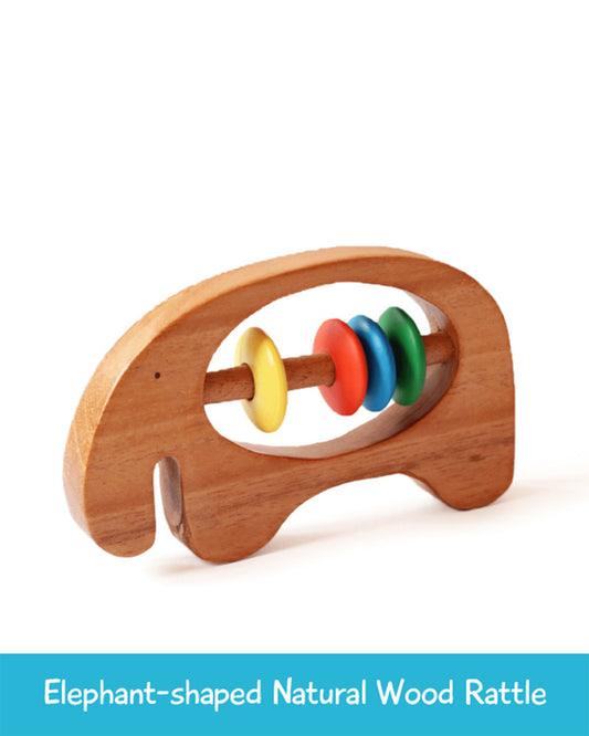 Shumee Ele Neem Wooden Teether Rattle Toy-For Infants