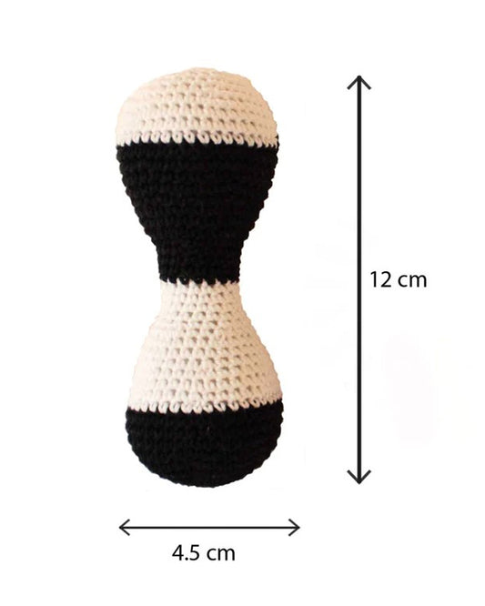 Shumee High Contrast Crochet & Wooden Teether Rattle Toy-Improves Tactile Stimulation-For Infants