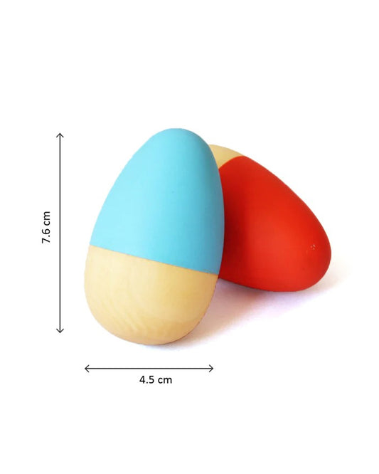 Shumee Wooden Orange & Blue Egg Shakers Rattle Toy-For Infants