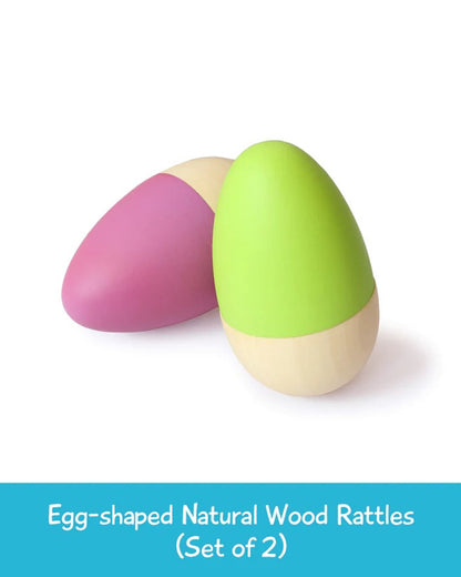 Shumee Wooden Purple & Green Egg Shakers Rattle Toy-For Infants