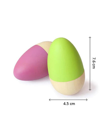 Shumee Wooden Purple & Green Egg Shakers Rattle Toy-For Infants