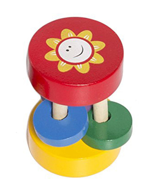 Shumee Red & Yellow Sunny Wooden Rattle Toy-Smooth Edges & Non Toxic-For Infants