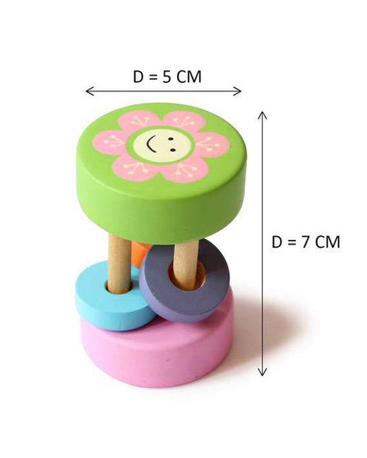 Shumee Sunny Wooden Rattle Toy-Smooth Edges & Non Toxic-Assorted-For Infants