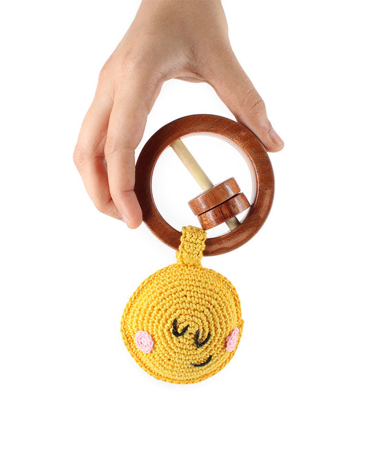 Shumee Crochet Sun Teether Wooden Rattle Toy-For Infants