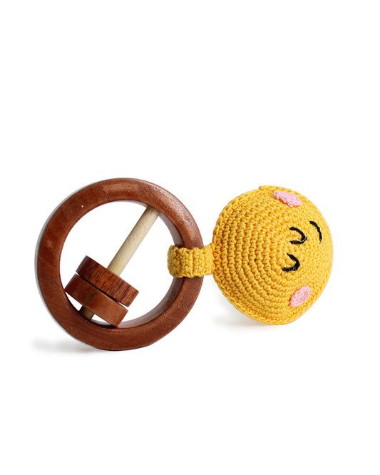 Shumee Crochet Sun Teether Wooden Rattle Toy-For Infants