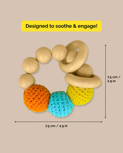 Shumee Wooden Crochet Teether Rattle Ring Toy-For Infants