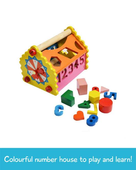 Shumee Wooden Shape & Number House-Learn Numbers & Identify Shapes-Shape Sorter & Stacker-Learning & Educational Toys-12M+