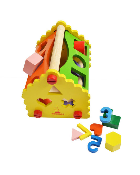 Shumee Wooden Shape & Number House-Learn Numbers & Identify Shapes-Shape Sorter & Stacker-Learning & Educational Toys-12M+