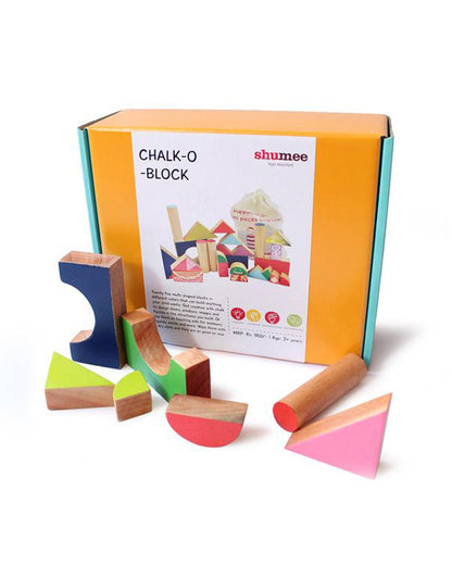 Shumee Wooden Chalk-O-Blocks-With 26 Multishape Blocks-Shape Sorter & Stacker-Learning & Educational Toys-12M+