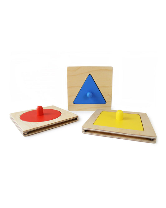 Shumee Montessori Wooden Shapes Peg Puzzle-With 3 Puzzle & 9 Flash Cards-Shape Sorter & Stacker-Learning & Educational Toys-12M+