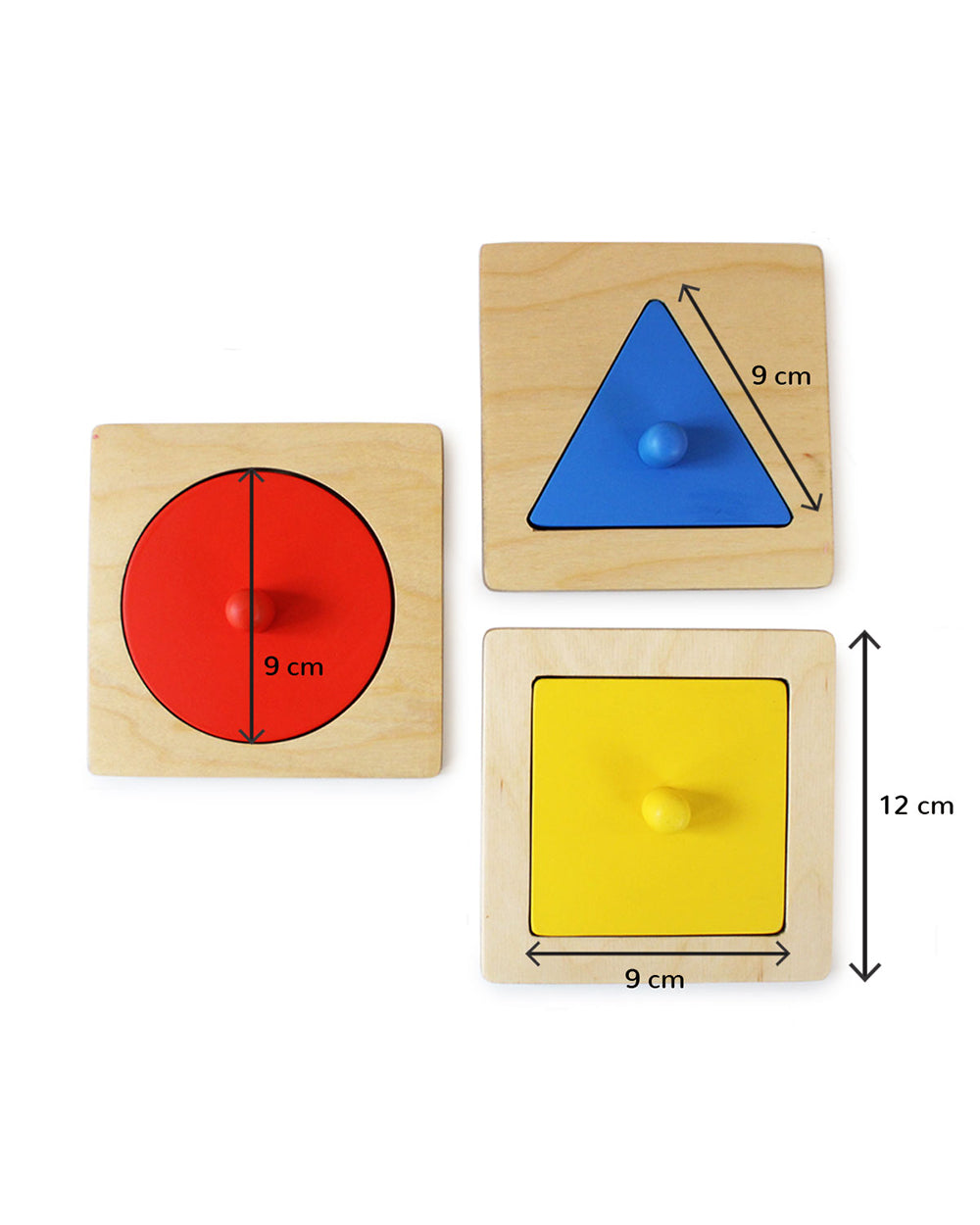 Shumee Montessori Wooden Shapes Peg Puzzle-With 3 Puzzle & 9 Flash ...
