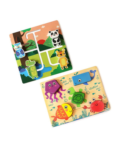 Shumee Sea & Jungle Animal Shape Wooden Puzzle-Learning & Educational Toys-24M+