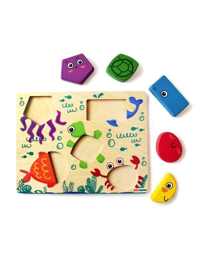 Shumee Sea & Jungle Animal Shape Wooden Puzzle-Learning & Educational Toys-24M+