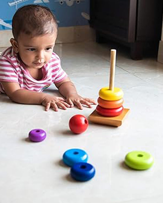 Shumee Frog Wooden Rainbow Stacker-Shape Sorter & Stacker-Learning & Educational Toys-12M+