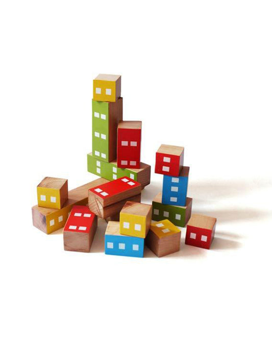 Shumee Fraction Wooden Building Blocks-16 Multicolored Blocks-Shape Sorter & Stacker-Learning & Educational Toys-12M+