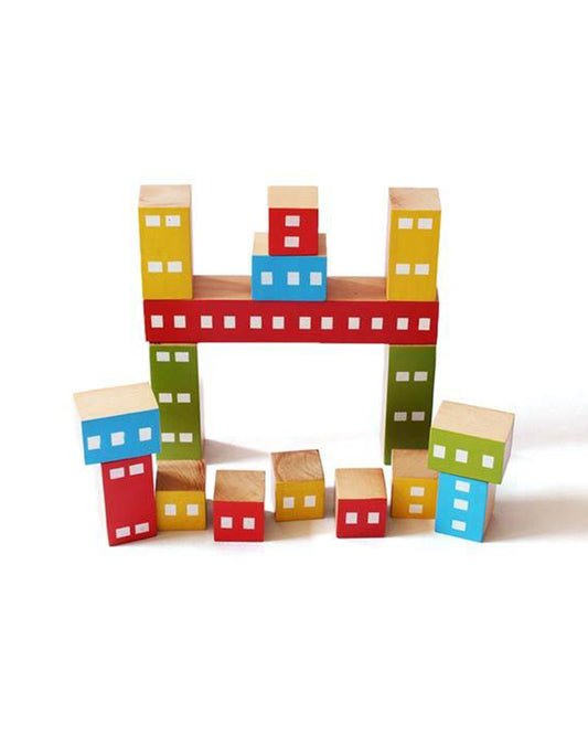 Shumee Fraction Wooden Building Blocks-16 Multicolored Blocks-Shape Sorter & Stacker-Learning & Educational Toys-12M+