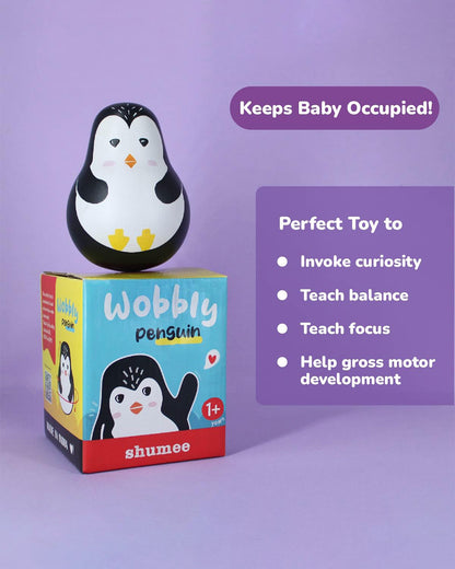 Shumee Penguin Roly Poly Wooden Musical Toy-12M+