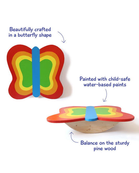Shumee Butterfly Wooden Balance Board-Builds Confidence & Strengthens Muscles-Indoor Toy-12M+