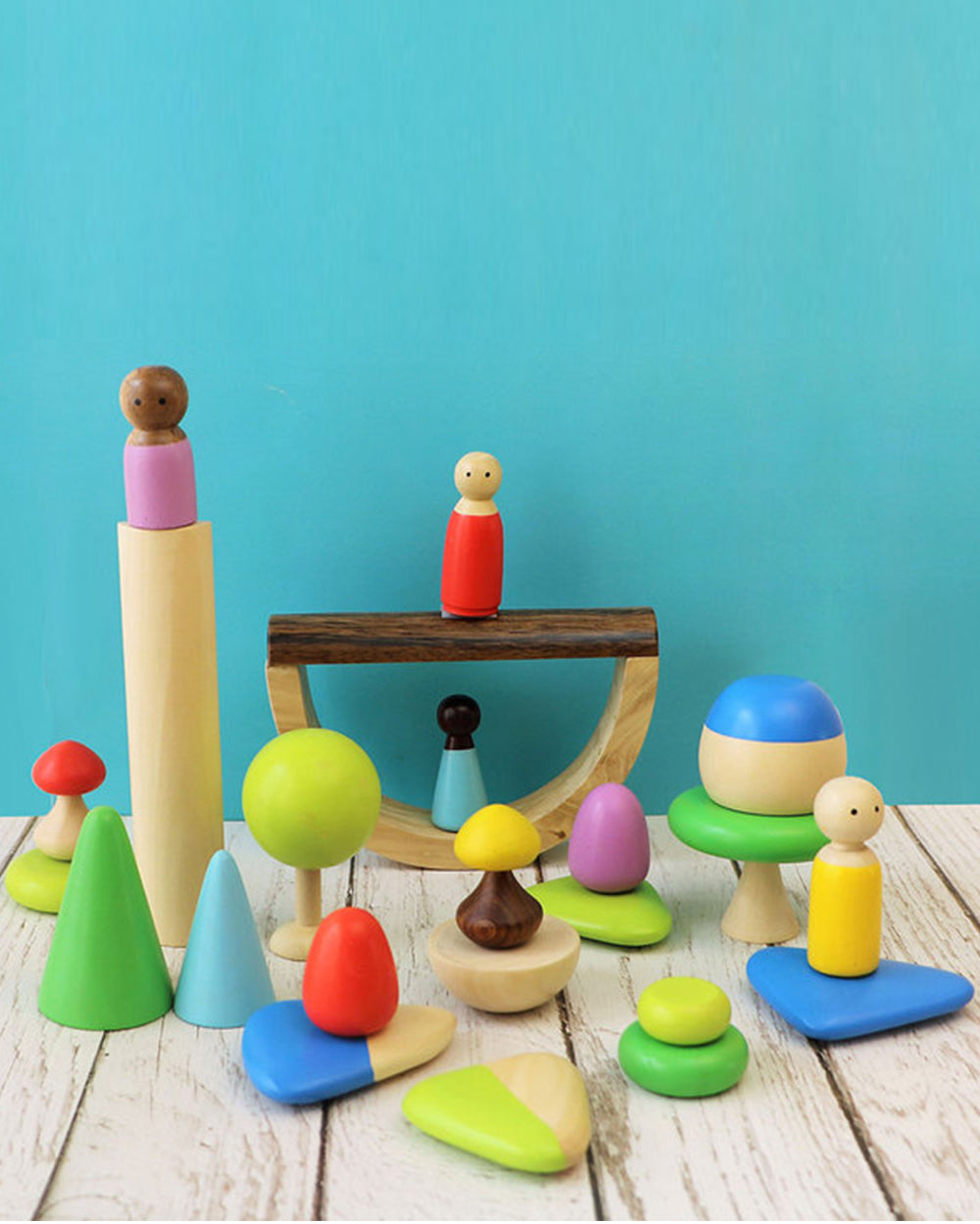 Shumee Wooden 24 Pieces Play Set With Peg Dolls-Pretend & Play Toy-24M ...