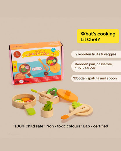 Shumee Lil Chef'S Wooden Cooking Set-Pretend & Play Toy-24M+