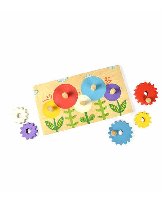 Shumee Flower Garden Wooden Gear Toy-With 5 Gears-Shape Sorter & Stacker-Learning & Educational Toys-12M+