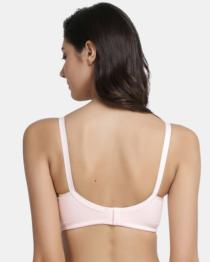 Inner Sense Organic Cotton Feeding Bra-Pink-Wire Free & Full Coverage-With Removable Pads-Front Clasps-For Nursing