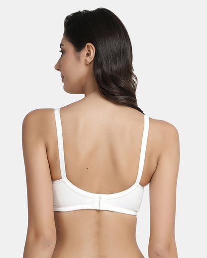 Inner Sense Organic Cotton Feeding Bra-White-Wire Free & Full Coverage-With Removable Pads-Front Clasps-For Nursing