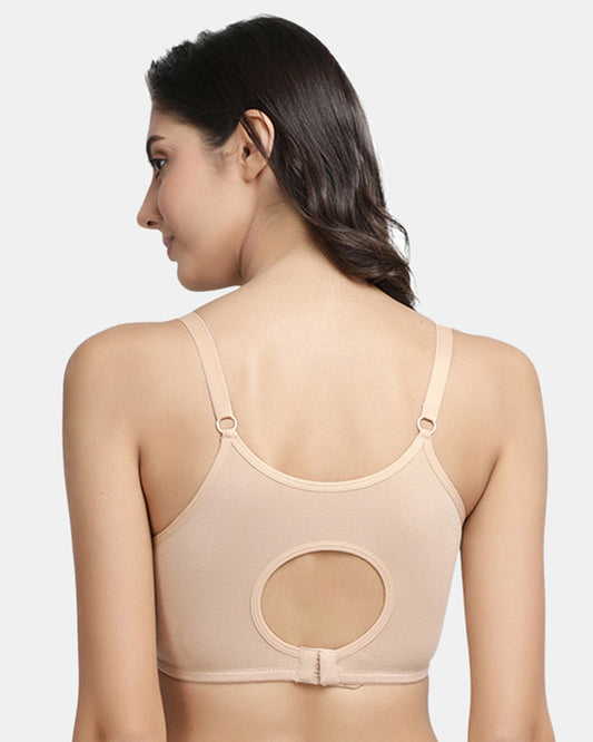 Inner Sense Organic Cotton Bamboo Feeding Bra-Skin-Wire Free & Non Padded-Front Clasps-Full Coverage-For Nursing