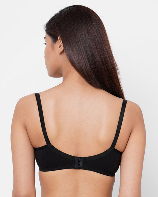 Inner Sense Organic Cotton Feeding Bra-Black-Wire Free & 3/4th Coverage-Non Padded-Front Clasps-For Nursing