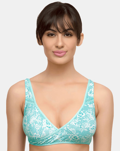 Inner Sense Organic Cotton Sleeping Bra-Aqua Blue-Non Padded-Wire Free & High Coverage-Anti Fungal & Anti Odour-For Nursing