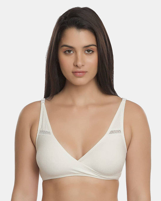 Inner Sense Organic Cotton Sleeping Bra-White-Non Padded-Wire Free & High Coverage-Anti Fungal & Anti Odour-For Nursing