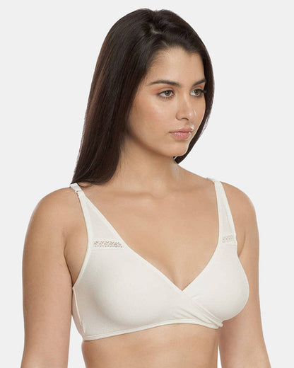 Inner Sense Organic Cotton Sleeping Bra-White-Non Padded-Wire Free & High Coverage-Anti Fungal & Anti Odour-For Nursing