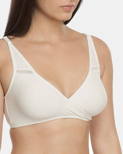 Inner Sense Organic Cotton Sleeping Bra-White-Non Padded-Wire Free & High Coverage-Anti Fungal & Anti Odour-For Nursing