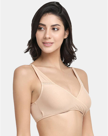 Inner Sense Organic Cotton Sleeping Bra-Skin-Non Padded-Wire Free & High Coverage-Anti Fungal & Anti Odour-For Nursing