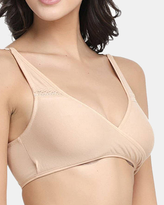 Inner Sense Organic Cotton Sleeping Bra-Skin-Non Padded-Wire Free & High Coverage-Anti Fungal & Anti Odour-For Nursing