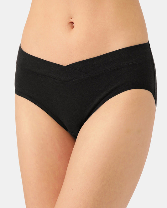 Inner Sense V-Band Maternity Panties Combo Set-Organic Cotton-Black & Skin-Pack of 2