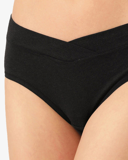 Inner Sense V-Band Maternity Panties Combo Set-Organic Cotton-Black & Skin-Pack of 2