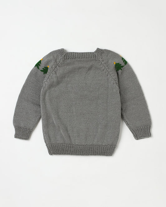 The Original Knit Grey & Green Winter Wear Sweater-Knitted-Handmade-Yarn-For Infants