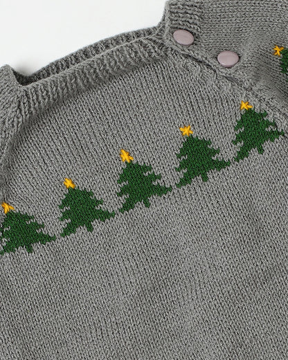 The Original Knit Grey & Green Winter Wear Sweater-Knitted-Handmade-Yarn-For Infants