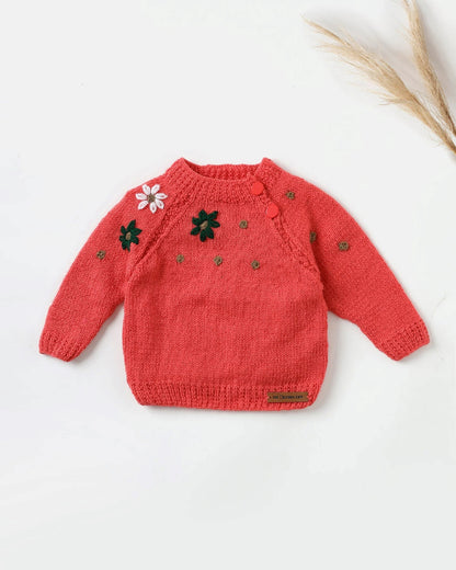 The Original Knit Pink Winter Wear Sweater-Knitted-Handmade-Yarn-For Infants