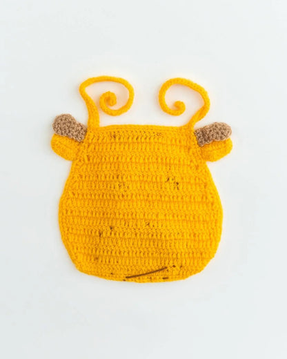 The Original Knit Handmade Giraffe Bib-With Drawstring Closure-Yellow-For Infants