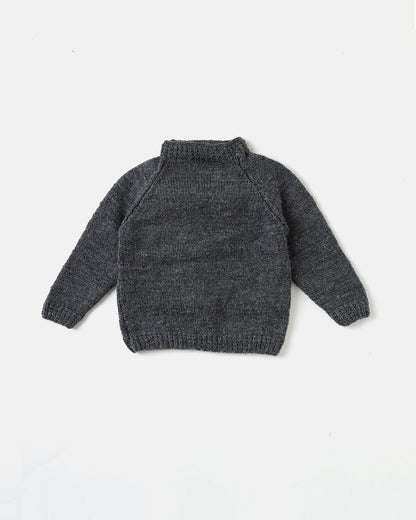 The Original Knit Dark Grey Winter Wear Sweater-Monkey Patch-Yarn-For Infants