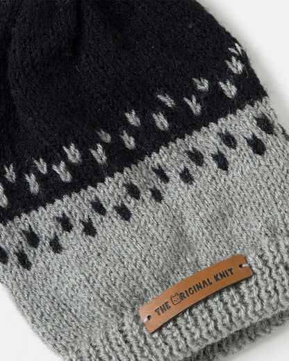 The Original Knit Grey & Black Winter Wear Cap-Crochet-Handmade-Yarn-For Infants