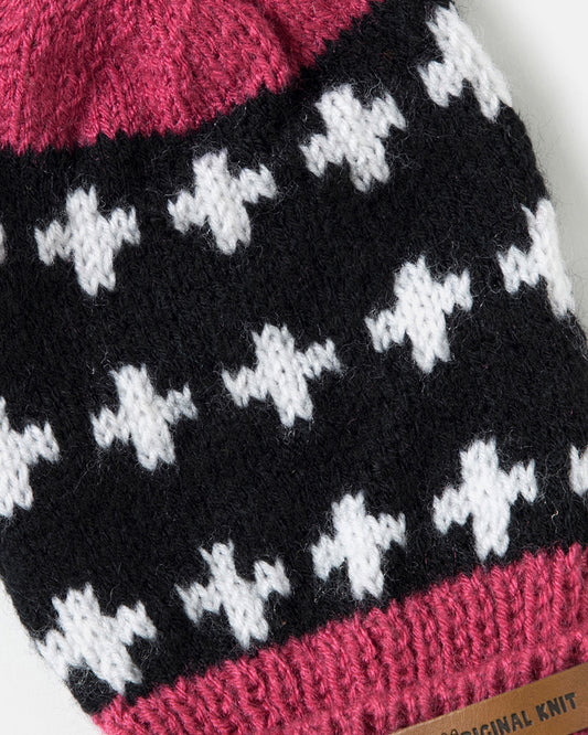 The Original Knit Black & Pink Winter Wear Cap-Crochet-Handmade-Yarn-For Infants