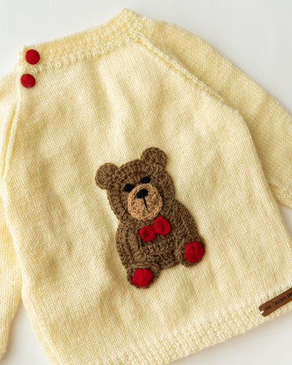 The Original Knit Off White Sweater-Teddy Patch-Yarn-For Infants