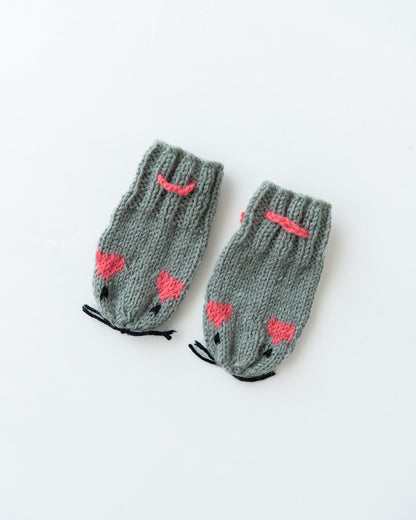 The Original Knit Grey & Pink Winter Wear Mittens-Crochet-Yarn-For Infants