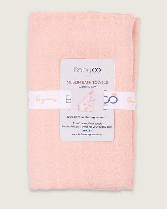 BabyCo Organics Solid Colour Baby Bath Towel-100% Soft And Breathable Cotton-Orange