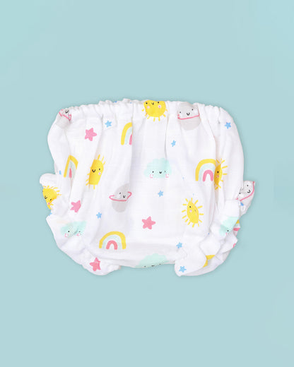 BabyCo Organics White Sky Ride Jhabla Set-Muslin-For Infants