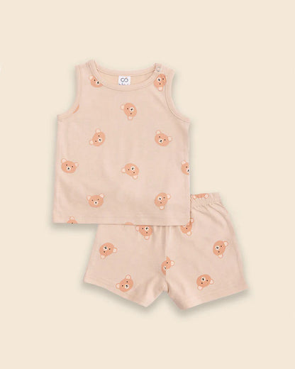 BabyCo Organics Pink The Furry Lounge Wear-Cotton-Top & Bottom Set-For Infants